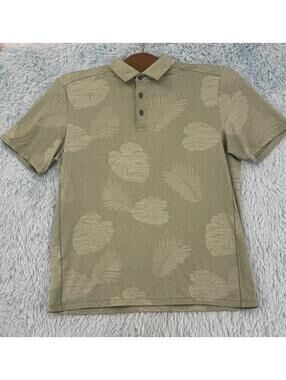 Tommy Bahama Performance Polo Shirt Men L Green Leaf Island Zone Tropical Golf